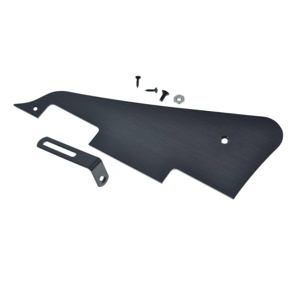 KAISH Metal Black Aluminum Anodized LP Guitar Pickguard with Black Stainless Steel Bracket and Steel Mounting Screws for USA Les